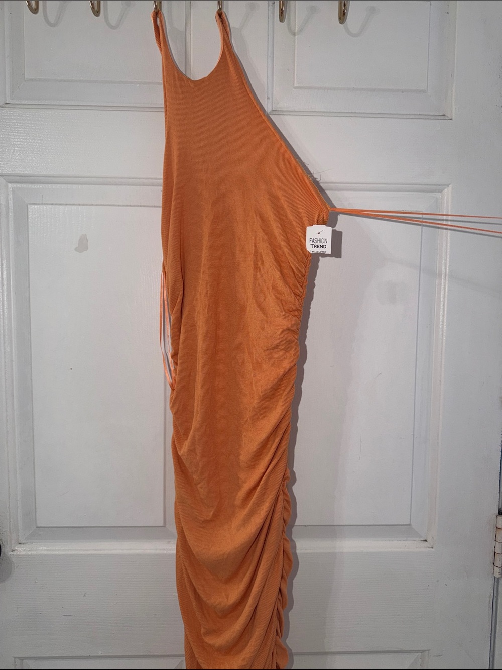 Women's Orange Ruched Maxi Dress